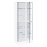 Cabra Display Case Curio Cabinet with Glass Shelves and LED Lighting White High Gloss by Coaster at Eve Furniture