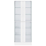 Cabra Display Case Curio Cabinet with Glass Shelves and LED Lighting White High Gloss by Coaster at Eve Furniture