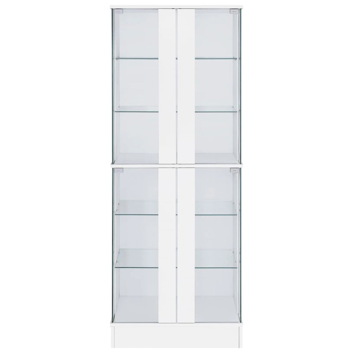 Cabra Display Case Curio Cabinet with Glass Shelves and LED Lighting White High Gloss by Coaster at Eve Furniture
