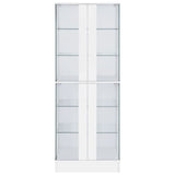 Cabra Display Case Curio Cabinet with Glass Shelves and LED Lighting White High Gloss by Coaster at Eve Furniture