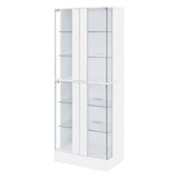 Cabra Display Case Curio Cabinet with Glass Shelves and LED Lighting White High Gloss by Coaster at Eve Furniture