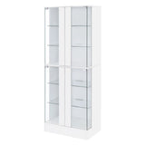 Cabra Display Case Curio Cabinet with Glass Shelves and LED Lighting White High Gloss by Coaster at Eve Furniture
