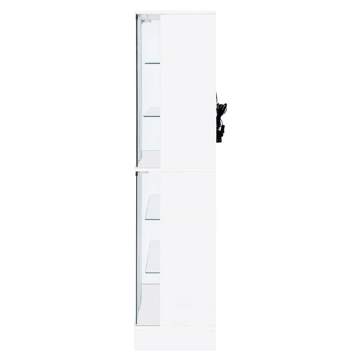 Cabra Display Case Curio Cabinet with Glass Shelves and LED Lighting White High Gloss by Coaster at Eve Furniture