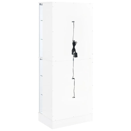 Cabra Display Case Curio Cabinet with Glass Shelves and LED Lighting White High Gloss by Coaster at Eve Furniture