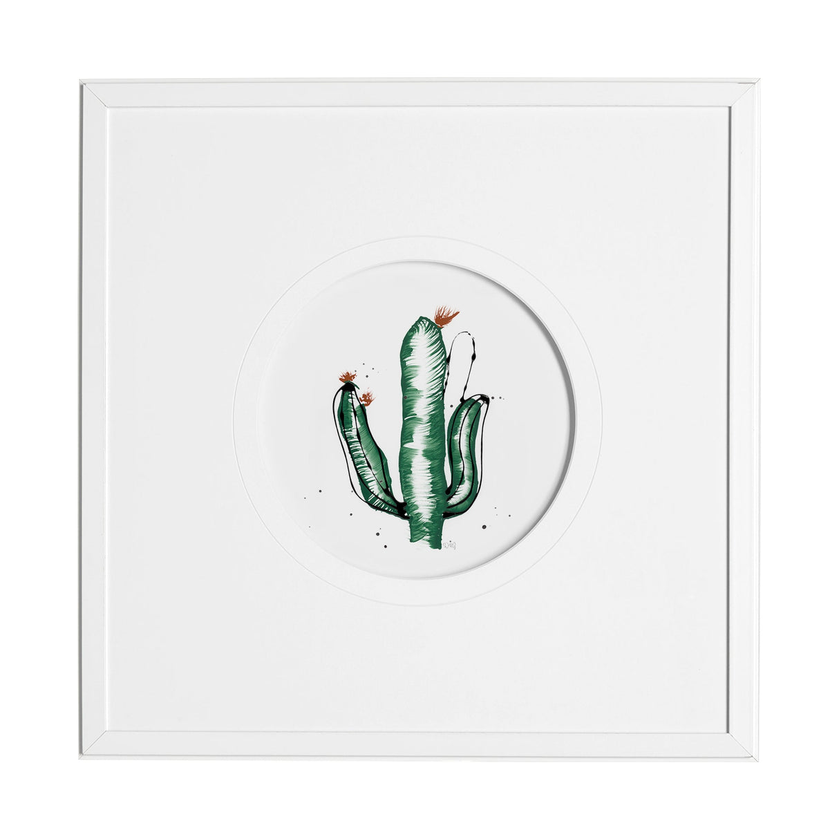 Cactus IV by Mercana Studio a Hand Embellished Textured Framed Art Print Matted under Glass by Mercana at Eve Furniture