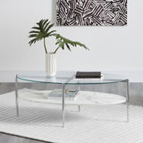 Cadee White/Chrome Round Glass Top Coffee Table