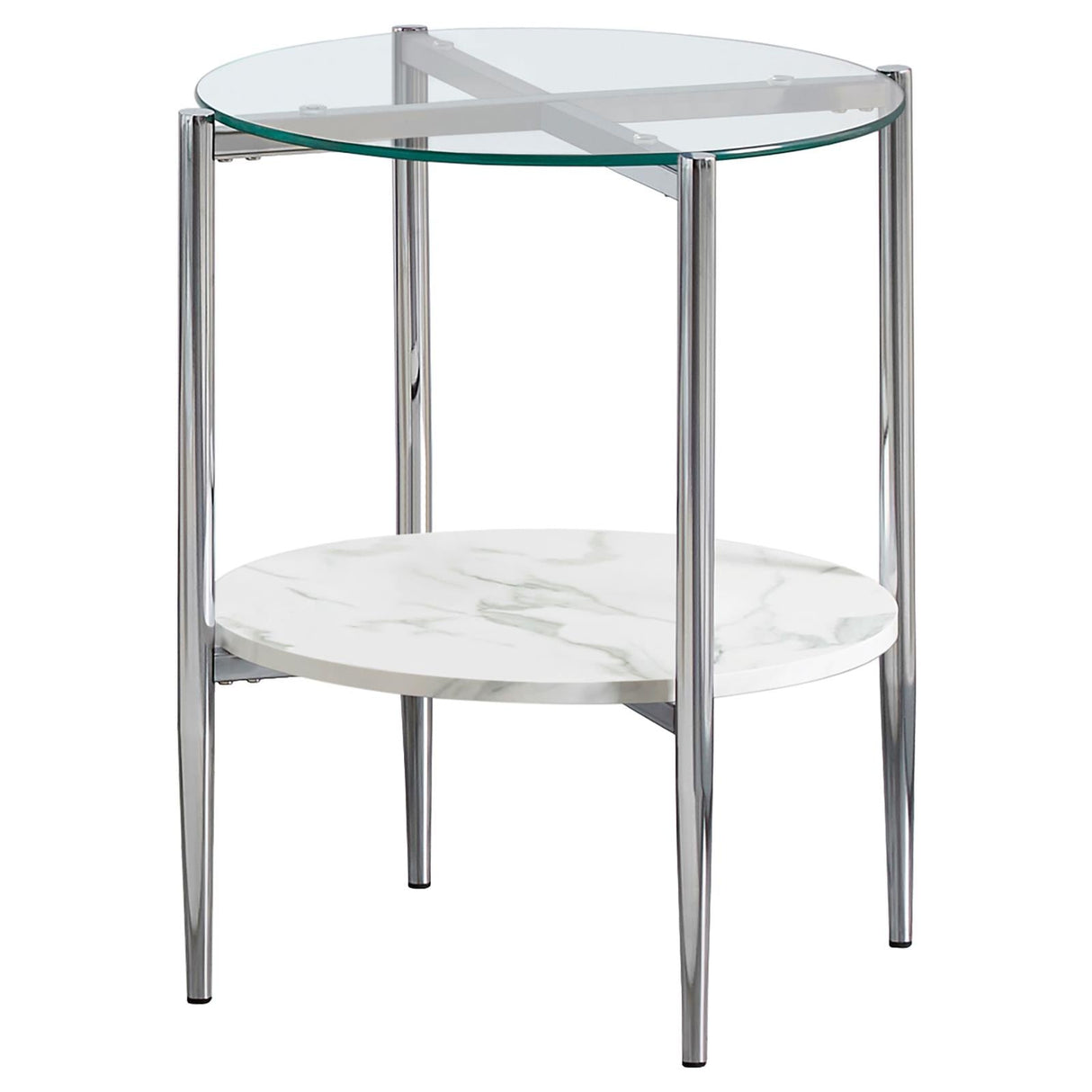 Cadee Round Glass Top End Table Clear/Chrome