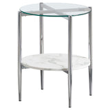 Cadee Round Glass Top End Table Clear/Chrome