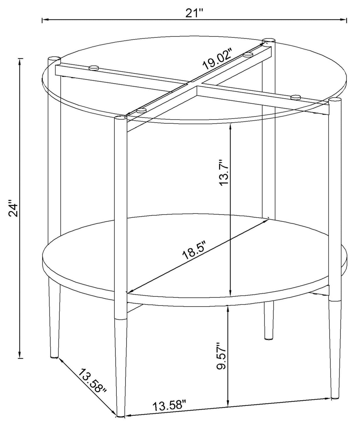 Cadee Round Glass Top End Table Clear/Chrome