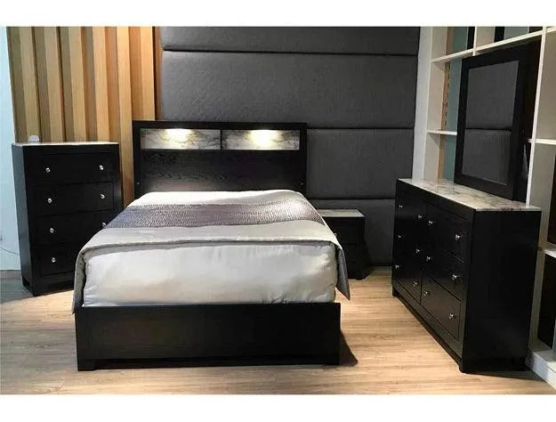 Cadence Black Queen LED Panel Bed by Crown Mark at Eve Furniture