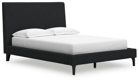 Cadmori Black Full Upholstered Bed with Roll Slats