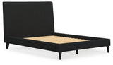 Cadmori Black Full Upholstered Bed with Roll Slats