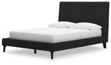 Cadmori Black Full Upholstered Bed with Roll Slats