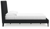 Cadmori Black Full Upholstered Bed with Roll Slats