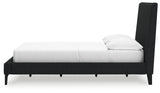 Cadmori Black Full Upholstered Bed with Roll Slats