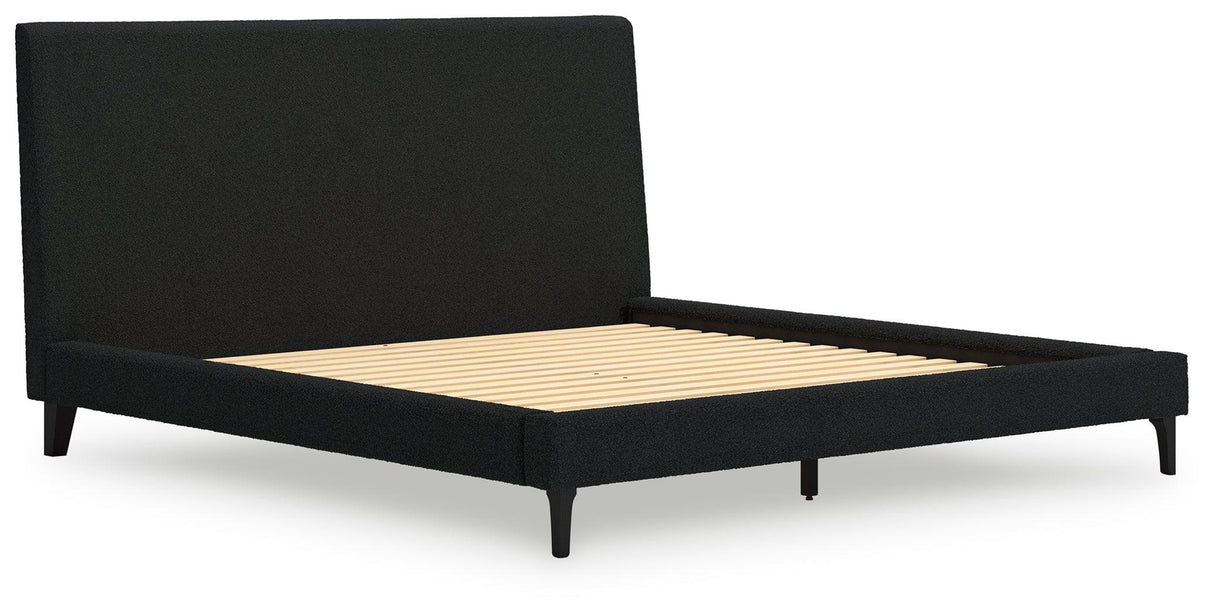 Cadmori Black King Upholstered Bed with Roll Slats by Ashley at Eve Furniture
