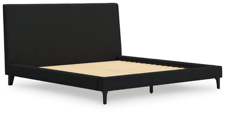 Cadmori Black King Upholstered Bed with Roll Slats by Ashley at Eve Furniture