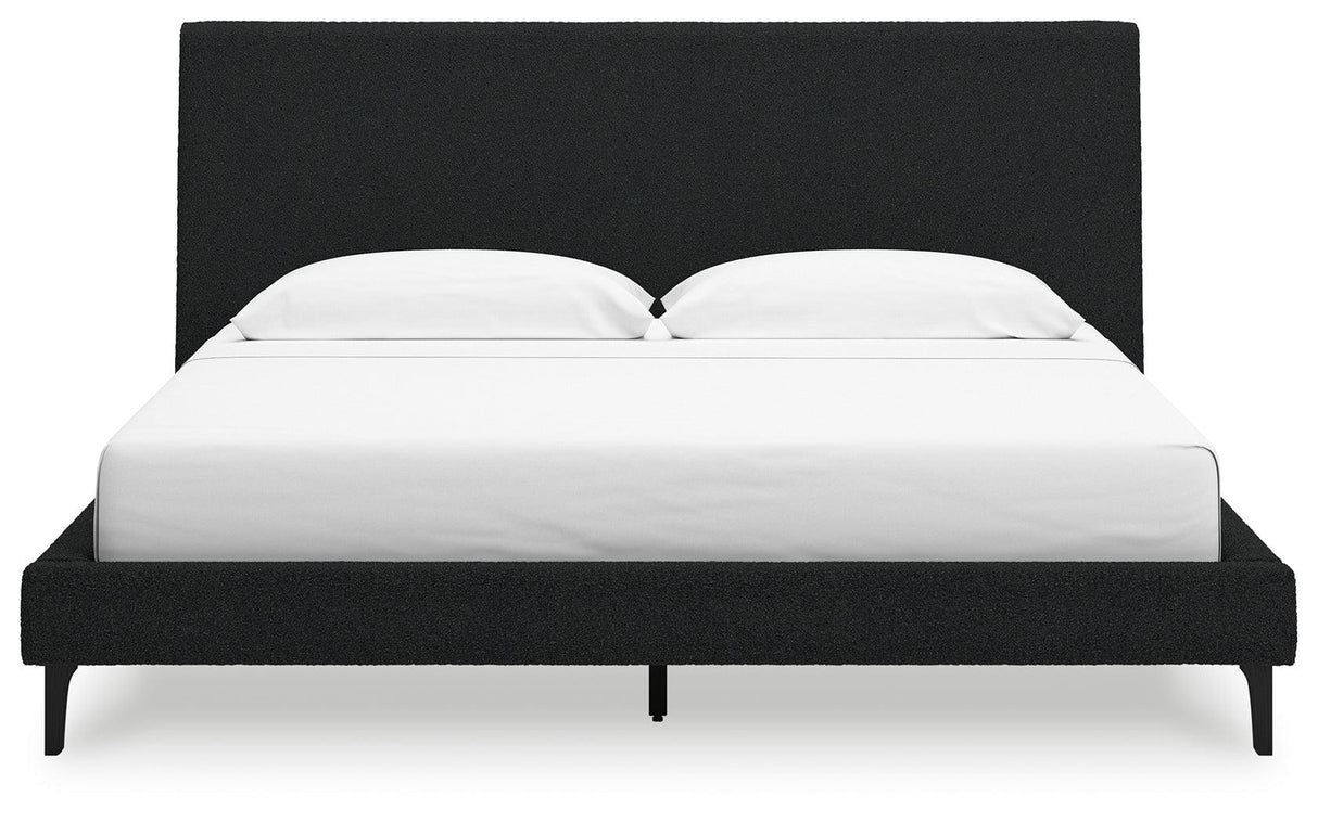 Cadmori Black King Upholstered Bed with Roll Slats by Ashley at Eve Furniture