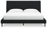 Cadmori Black King Upholstered Bed with Roll Slats by Ashley at Eve Furniture