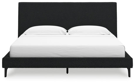 Cadmori Black King Upholstered Bed with Roll Slats by Ashley at Eve Furniture