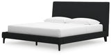 Cadmori Black King Upholstered Bed with Roll Slats by Ashley at Eve Furniture