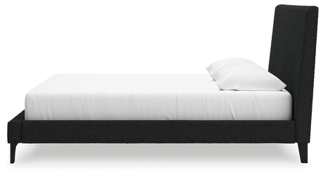Cadmori Black King Upholstered Bed with Roll Slats by Ashley at Eve Furniture