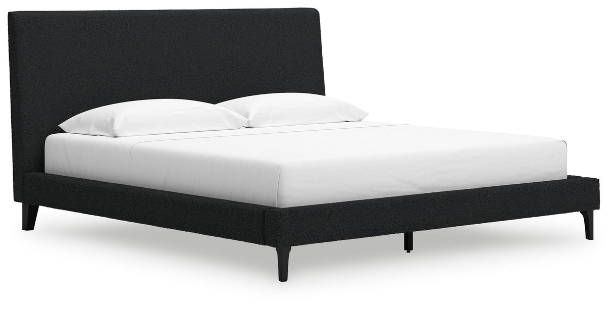 Cadmori Black King Upholstered Bed with Roll Slats by Ashley at Eve Furniture