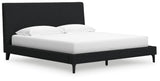 Cadmori Black King Upholstered Bed with Roll Slats by Ashley at Eve Furniture