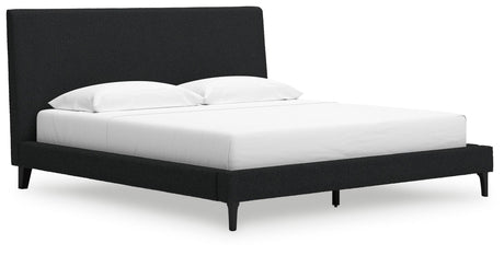 Cadmori Black King Upholstered Bed with Roll Slats by Ashley at Eve Furniture