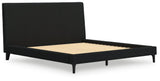 Cadmori Black King Upholstered Bed with Roll Slats