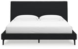 Cadmori Black King Upholstered Bed with Roll Slats