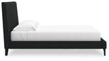 Cadmori Black King Upholstered Bed with Roll Slats