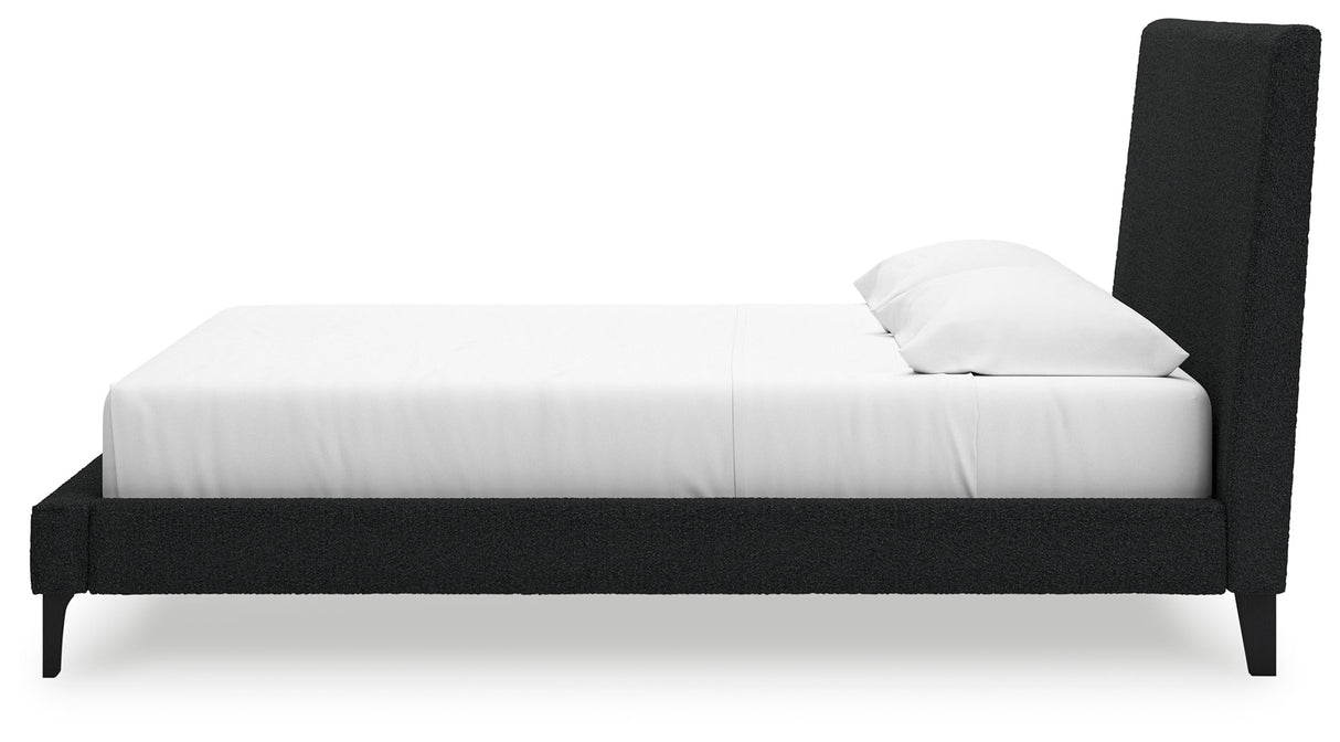 Cadmori Black King Upholstered Bed with Roll Slats