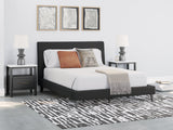 Cadmori Black Queen Upholstered Bed with Roll Slats