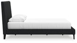 Cadmori Black Queen Upholstered Bed with Roll Slats