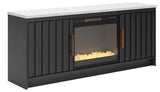 Cadmori Black & White 63" TV Stand with Electric Fireplace by Ashley at Eve Furniture