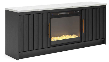 Cadmori Black & White 63" TV Stand with Electric Fireplace by Ashley at Eve Furniture