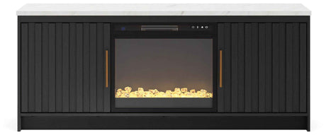 Cadmori Black & White 63" TV Stand with Electric Fireplace by Ashley at Eve Furniture