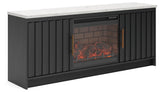 Cadmori Black/White 63" TV Stand with Electric Fireplace