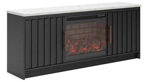 Cadmori Black/White 63" TV Stand with Electric Fireplace by Ashley at Eve Furniture