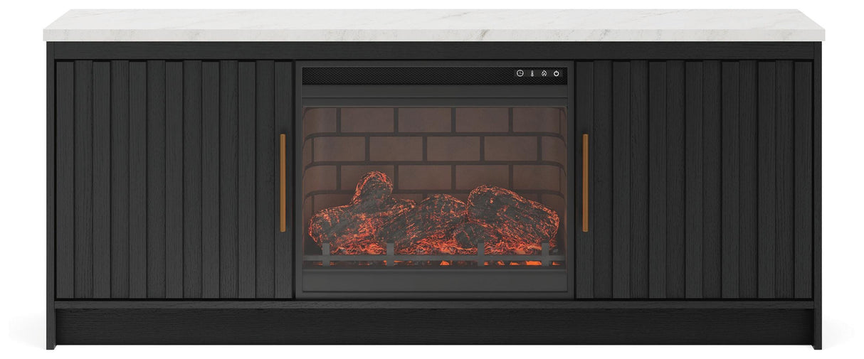 Cadmori Black/White 63" TV Stand with Electric Fireplace