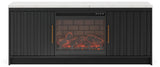 Cadmori Black/White 63" TV Stand with Electric Fireplace
