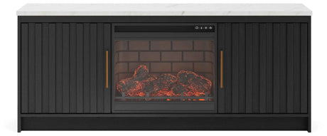 Cadmori Black/White 63" TV Stand with Electric Fireplace by Ashley at Eve Furniture