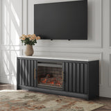 Cadmori Black/White 63" TV Stand with Electric Fireplace