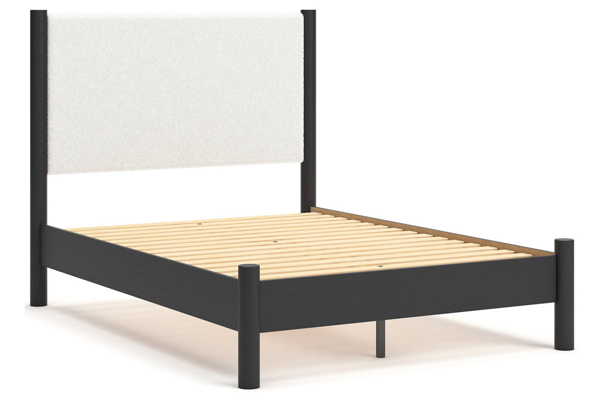 Cadmori Black/White Full Upholstered Platform Bed by Ashley at Eve Furniture