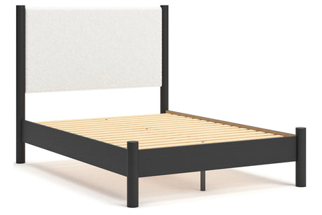 Cadmori Black/White Full Upholstered Platform Bed by Ashley at Eve Furniture