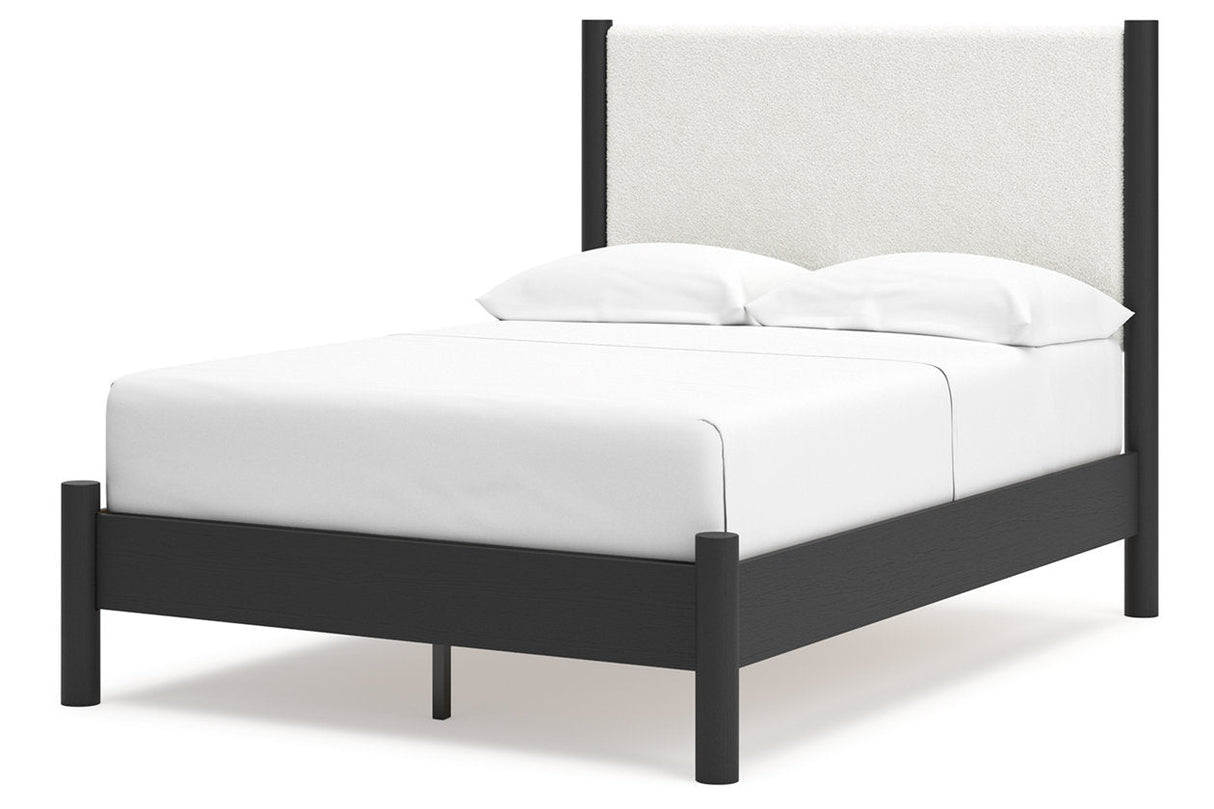 Cadmori Black/White Full Upholstered Platform Bed by Ashley at Eve Furniture