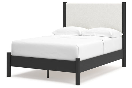 Cadmori Black/White Full Upholstered Platform Bed by Ashley at Eve Furniture