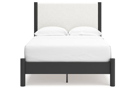 Cadmori Black/White Full Upholstered Platform Bed by Ashley at Eve Furniture