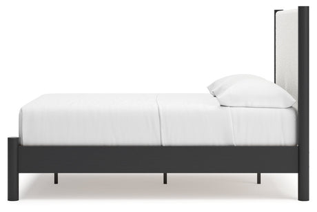 Cadmori Black/White Full Upholstered Platform Bed by Ashley at Eve Furniture
